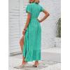 imageZESICA Womens Bohemian Floral Printed Wrap V Neck Short Sleeve Split Beach Party Maxi DressSpringgreen