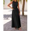 imageZESICA Womens Summer Sleeveless Maxi Dress 2025 Casual Crewneck Pleated Flowy Long Dress with PocketsBlack