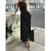 imageZESICA Womens Summer Sleeveless Maxi Dress 2025 Casual Crewneck Pleated Flowy Long Dress with PocketsBlack
