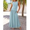 imageZESICA Womens Summer Sleeveless Maxi Dress 2025 Casual Crewneck Pleated Flowy Long Dress with PocketsBlue