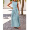 imageZESICA Womens Summer Sleeveless Maxi Dress 2025 Casual Crewneck Pleated Flowy Long Dress with PocketsBlue