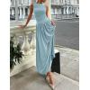 imageZESICA Womens Summer Sleeveless Maxi Dress 2025 Casual Crewneck Pleated Flowy Long Dress with PocketsBlue