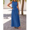 imageZESICA Womens Summer Sleeveless Maxi Dress 2025 Casual Crewneck Pleated Flowy Long Dress with PocketsDustyblue