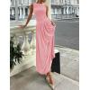 imageZESICA Womens Summer Sleeveless Maxi Dress 2025 Casual Crewneck Pleated Flowy Long Dress with PocketsPink