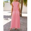 imageZESICA Womens Summer Sleeveless Maxi Dress 2025 Casual Crewneck Pleated Flowy Long Dress with PocketsPink
