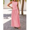 imageZESICA Womens Summer Sleeveless Maxi Dress 2025 Casual Crewneck Pleated Flowy Long Dress with PocketsPink