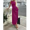 imageZESICA Womens Summer Sleeveless Maxi Dress 2025 Casual Crewneck Pleated Flowy Long Dress with PocketsPlum