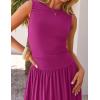 imageZESICA Womens Summer Sleeveless Maxi Dress 2025 Casual Crewneck Pleated Flowy Long Dress with PocketsPlum