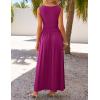 imageZESICA Womens Summer Sleeveless Maxi Dress 2025 Casual Crewneck Pleated Flowy Long Dress with PocketsPlum