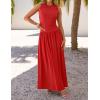 imageZESICA Womens Summer Sleeveless Maxi Dress 2025 Casual Crewneck Pleated Flowy Long Dress with PocketsRed