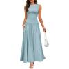 imageZESICA Womens Summer Sleeveless Maxi Dress 2025 Casual Crewneck Pleated Flowy Long Dress with PocketsBlue