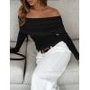 imageZESICA Long Sleeve Shirts for Womens Ribbed Knit Off Shoulder Slim Fit Going Out Tops Outfits 2025 Trendy Fashion ClothesBlack