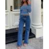 imageZESICA Long Sleeve Shirts for Womens Ribbed Knit Off Shoulder Slim Fit Going Out Tops Outfits 2025 Trendy Fashion ClothesDustyblue