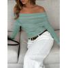 imageZESICA Long Sleeve Shirts for Womens Ribbed Knit Off Shoulder Slim Fit Going Out Tops Outfits 2025 Trendy Fashion ClothesMint
