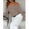 imageZESICA Long Sleeve Shirts for Womens Ribbed Knit Off Shoulder Slim Fit Going Out Tops Outfits 2025 Trendy Fashion ClothesOatmeal