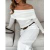 imageZESICA Long Sleeve Shirts for Womens Ribbed Knit Off Shoulder Slim Fit Going Out Tops Outfits 2025 Trendy Fashion ClothesWhite