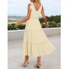 imageZESICA Womens 2025 Summer Boho Casual V Neck Sleeveless Midi Dresses Tie Shoulder Flowy Tiered A Line Beach Long SundressApricot