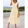 imageZESICA Womens 2025 Summer Boho Casual V Neck Sleeveless Midi Dresses Tie Shoulder Flowy Tiered A Line Beach Long SundressApricot