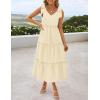 imageZESICA Womens 2025 Summer Boho Casual V Neck Sleeveless Midi Dresses Tie Shoulder Flowy Tiered A Line Beach Long SundressApricot