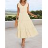 imageZESICA Womens 2025 Summer Boho Casual V Neck Sleeveless Midi Dresses Tie Shoulder Flowy Tiered A Line Beach Long SundressApricot