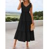 imageZESICA Womens 2025 Summer Boho Casual V Neck Sleeveless Midi Dresses Tie Shoulder Flowy Tiered A Line Beach Long SundressBlack