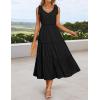 imageZESICA Womens 2025 Summer Boho Casual V Neck Sleeveless Midi Dresses Tie Shoulder Flowy Tiered A Line Beach Long SundressBlack