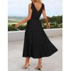 imageZESICA Womens 2025 Summer Boho Casual V Neck Sleeveless Midi Dresses Tie Shoulder Flowy Tiered A Line Beach Long SundressBlack