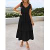 imageZESICA Womens 2025 Summer Boho Casual V Neck Sleeveless Midi Dresses Tie Shoulder Flowy Tiered A Line Beach Long SundressBlack