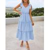 imageZESICA Womens 2025 Summer Boho Casual V Neck Sleeveless Midi Dresses Tie Shoulder Flowy Tiered A Line Beach Long SundressBlue