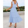 imageZESICA Womens 2025 Summer Boho Casual V Neck Sleeveless Midi Dresses Tie Shoulder Flowy Tiered A Line Beach Long SundressBlue
