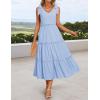 imageZESICA Womens 2025 Summer Boho Casual V Neck Sleeveless Midi Dresses Tie Shoulder Flowy Tiered A Line Beach Long SundressBlue