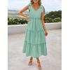 imageZESICA Womens 2025 Summer Boho Casual V Neck Sleeveless Midi Dresses Tie Shoulder Flowy Tiered A Line Beach Long SundressGreen