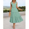 imageZESICA Womens 2025 Summer Boho Casual V Neck Sleeveless Midi Dresses Tie Shoulder Flowy Tiered A Line Beach Long SundressGreen