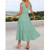 imageZESICA Womens 2025 Summer Boho Casual V Neck Sleeveless Midi Dresses Tie Shoulder Flowy Tiered A Line Beach Long SundressGreen