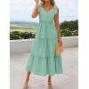 imageZESICA Womens 2025 Summer Boho Casual V Neck Sleeveless Midi Dresses Tie Shoulder Flowy Tiered A Line Beach Long SundressGreen