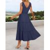 imageZESICA Womens 2025 Summer Boho Casual V Neck Sleeveless Midi Dresses Tie Shoulder Flowy Tiered A Line Beach Long SundressNavy