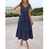 imageZESICA Womens 2025 Summer Boho Casual V Neck Sleeveless Midi Dresses Tie Shoulder Flowy Tiered A Line Beach Long SundressNavy