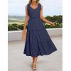 imageZESICA Womens 2025 Summer Boho Casual V Neck Sleeveless Midi Dresses Tie Shoulder Flowy Tiered A Line Beach Long SundressNavy