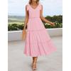 imageZESICA Womens 2025 Summer Boho Casual V Neck Sleeveless Midi Dresses Tie Shoulder Flowy Tiered A Line Beach Long SundressPink