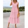 imageZESICA Womens 2025 Summer Boho Casual V Neck Sleeveless Midi Dresses Tie Shoulder Flowy Tiered A Line Beach Long SundressPink
