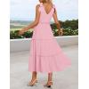 imageZESICA Womens 2025 Summer Boho Casual V Neck Sleeveless Midi Dresses Tie Shoulder Flowy Tiered A Line Beach Long SundressPink