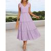 imageZESICA Womens 2025 Summer Boho Casual V Neck Sleeveless Midi Dresses Tie Shoulder Flowy Tiered A Line Beach Long SundressPurple