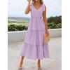 imageZESICA Womens 2025 Summer Boho Casual V Neck Sleeveless Midi Dresses Tie Shoulder Flowy Tiered A Line Beach Long SundressPurple