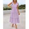 imageZESICA Womens 2025 Summer Boho Casual V Neck Sleeveless Midi Dresses Tie Shoulder Flowy Tiered A Line Beach Long SundressPurple