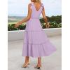 imageZESICA Womens 2025 Summer Boho Casual V Neck Sleeveless Midi Dresses Tie Shoulder Flowy Tiered A Line Beach Long SundressPurple