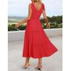 imageZESICA Womens 2025 Summer Boho Casual V Neck Sleeveless Midi Dresses Tie Shoulder Flowy Tiered A Line Beach Long SundressRed
