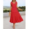 imageZESICA Womens 2025 Summer Boho Casual V Neck Sleeveless Midi Dresses Tie Shoulder Flowy Tiered A Line Beach Long SundressRed