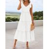 imageZESICA Womens 2025 Summer Boho Casual V Neck Sleeveless Midi Dresses Tie Shoulder Flowy Tiered A Line Beach Long SundressWhite