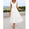 imageZESICA Womens 2025 Summer Boho Casual V Neck Sleeveless Midi Dresses Tie Shoulder Flowy Tiered A Line Beach Long SundressWhite
