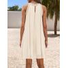 imageZESICA Womens 2025 Summer Boho Halter Short Dresses Sleeveless Hollow Out A Line Chiffon Flowy Ruffle Beach Mini SundressApricot